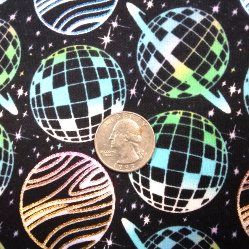 FABRIC Pop! Holographic Disco Ball Cotton Knit, 98% Cotton 2% Spandex